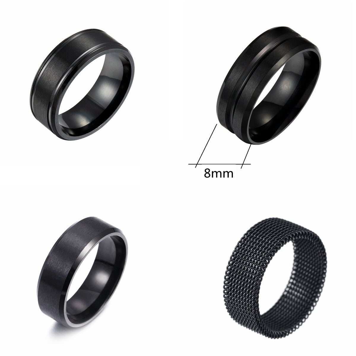 Anillo negro de acero de titanio para hombres al por mayor
